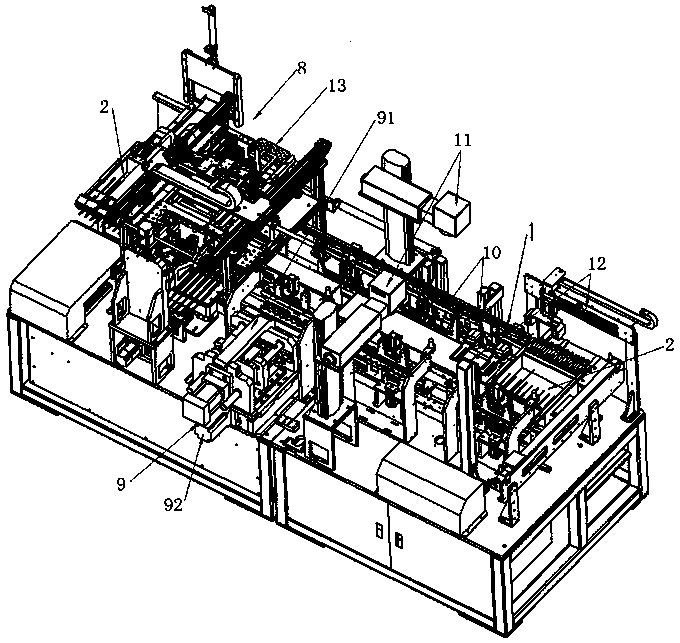 Automatic continuous production line for electronic detonators