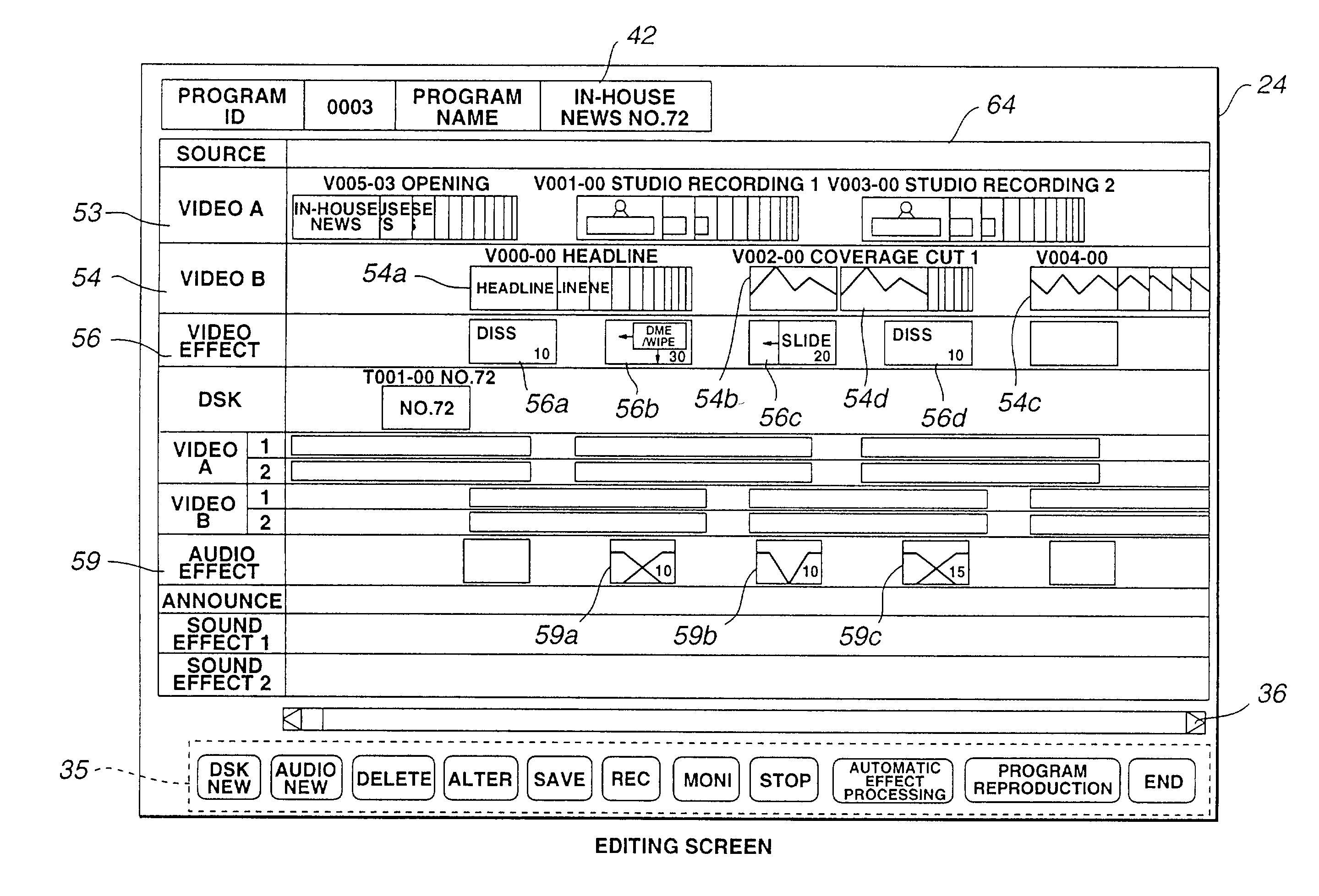 Editing device, editing system and editing method