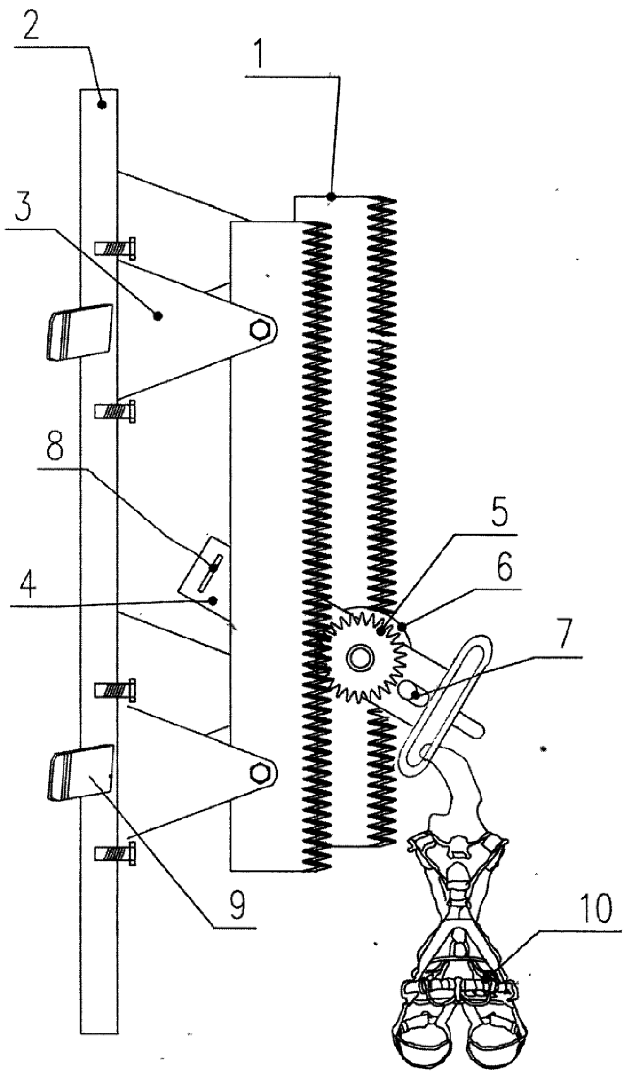 Double-rack rail type escape passage for multi-story building