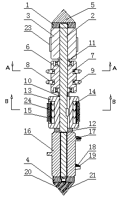 Online cleaning device for vertical well oil pumping pipe