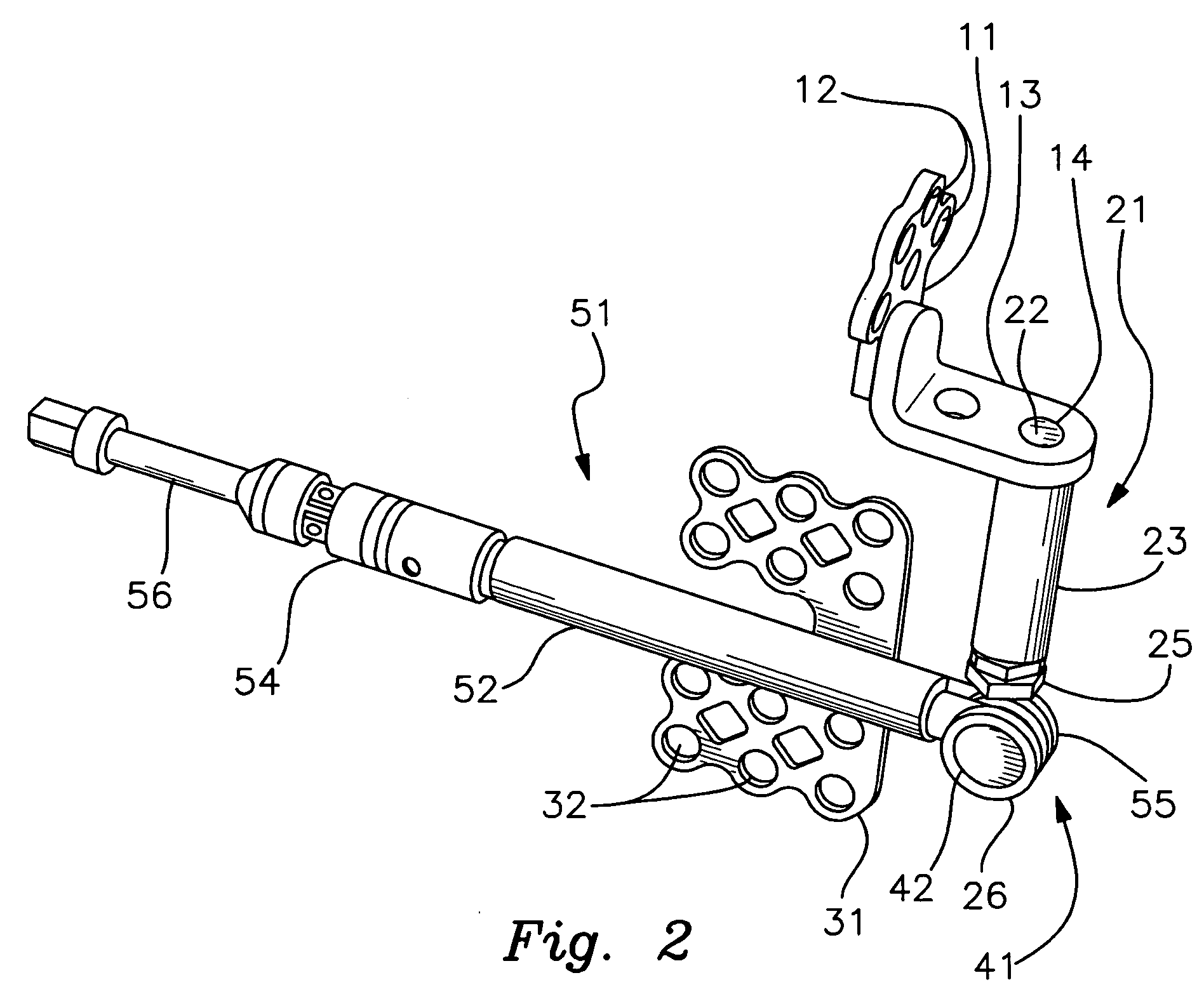 Angularly adjustable maxillary distractor and method of distraction