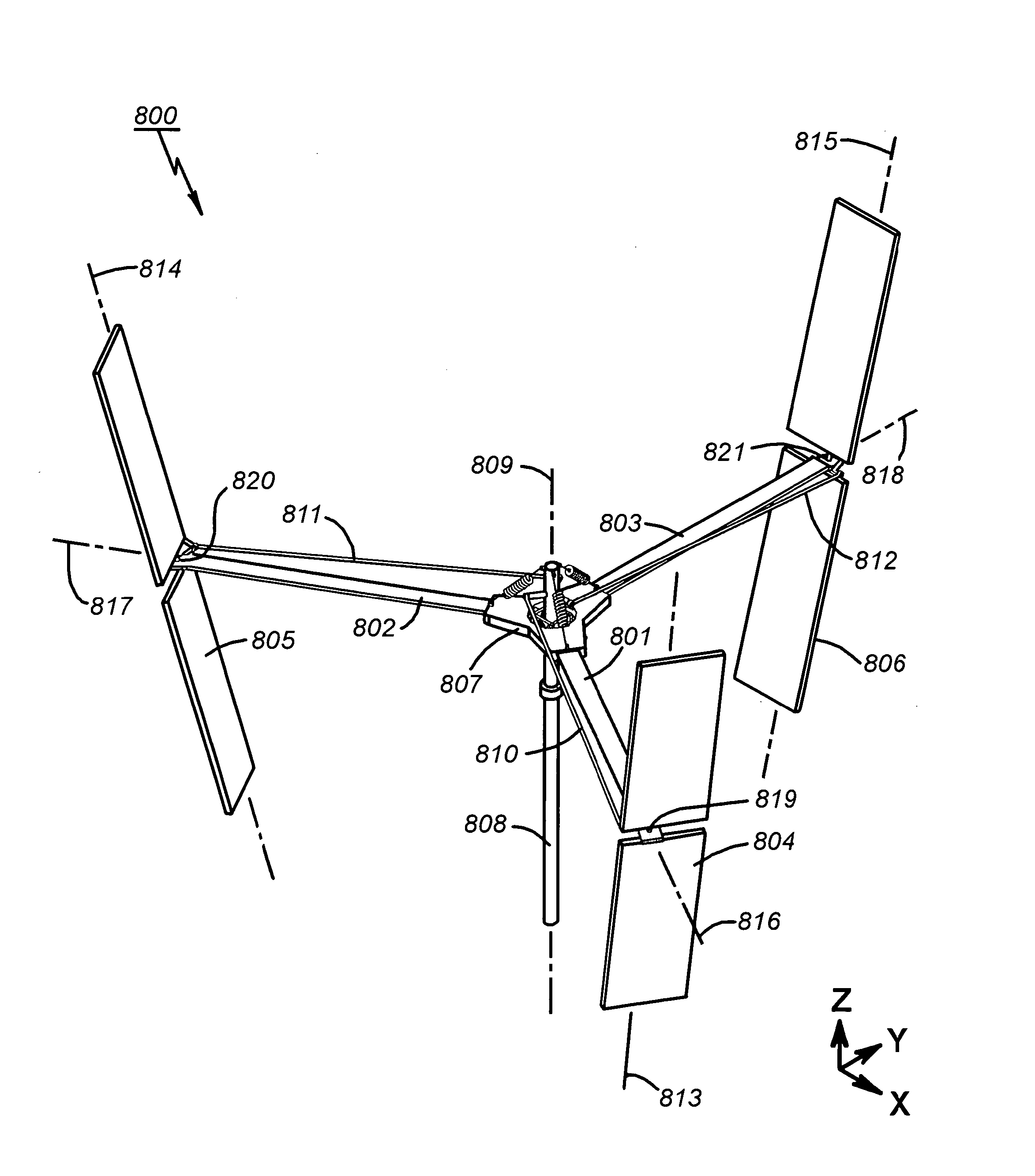 Vertical axis wind turbine with articulating rotor