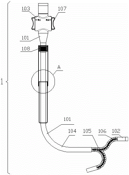 Multi-bent-portion device and industrial endoscope