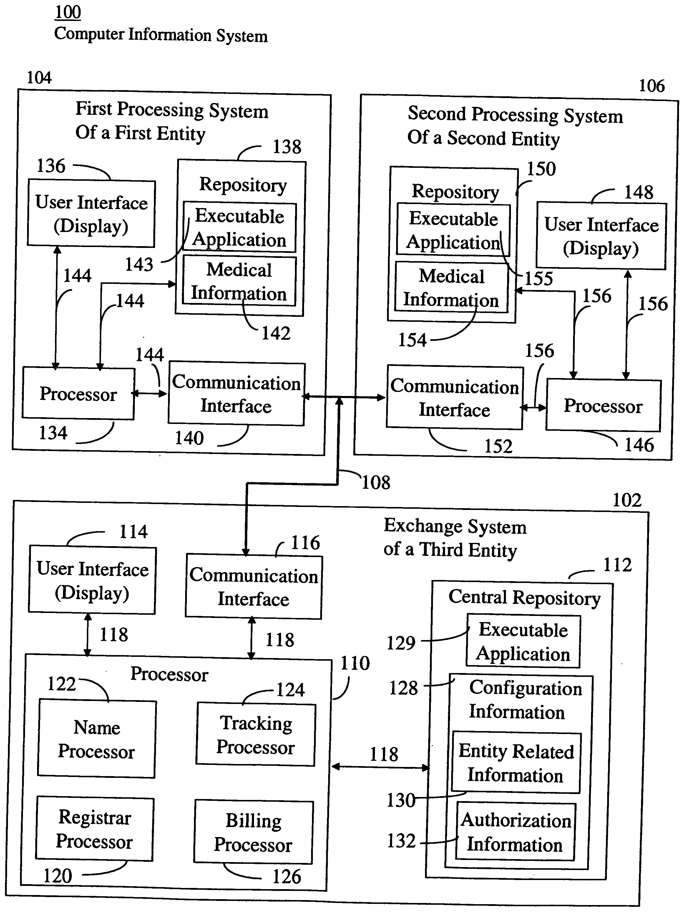 System supporting exchange of medical data and images between different executable applications