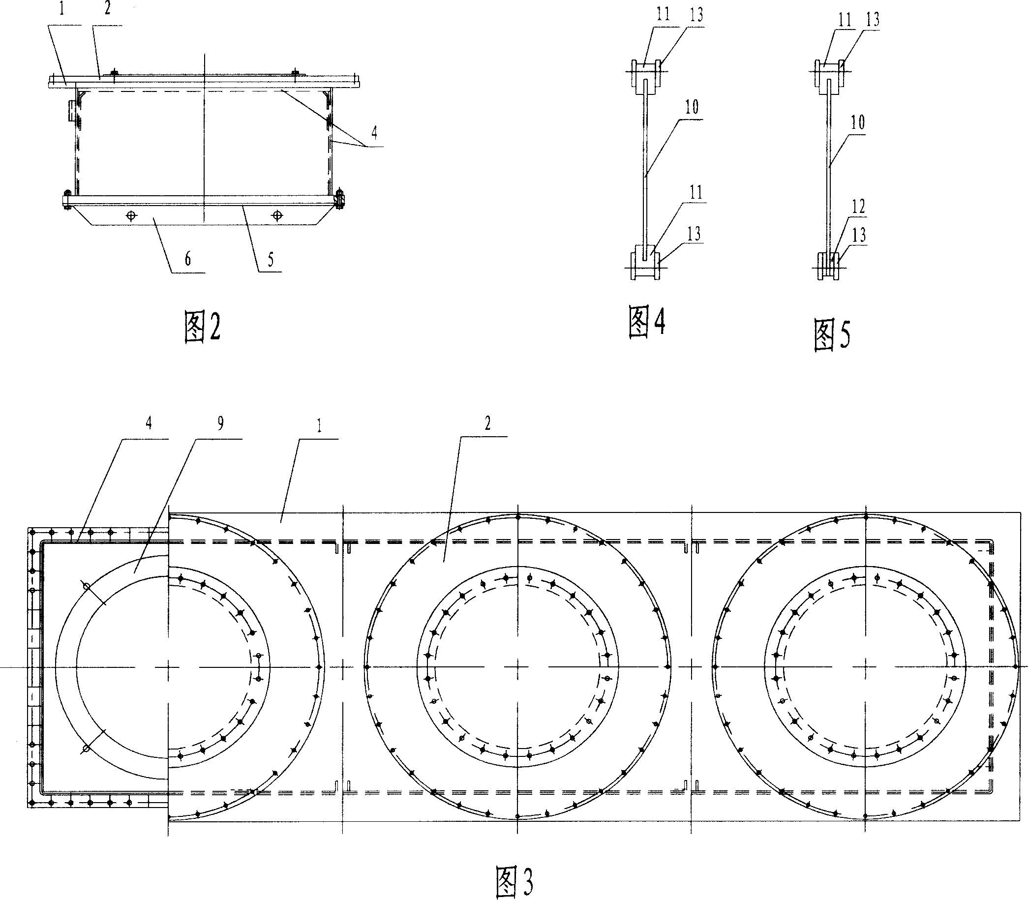 Low voltage large current outlet three-phase one tank current mutual inductor mounting and shielding structure