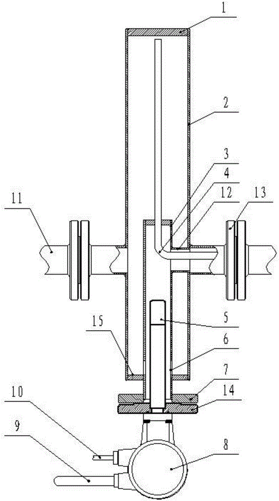 Method and device for realizing online measurement for single-well water content of crude oil in oil well by virtue of gas-liquid separation