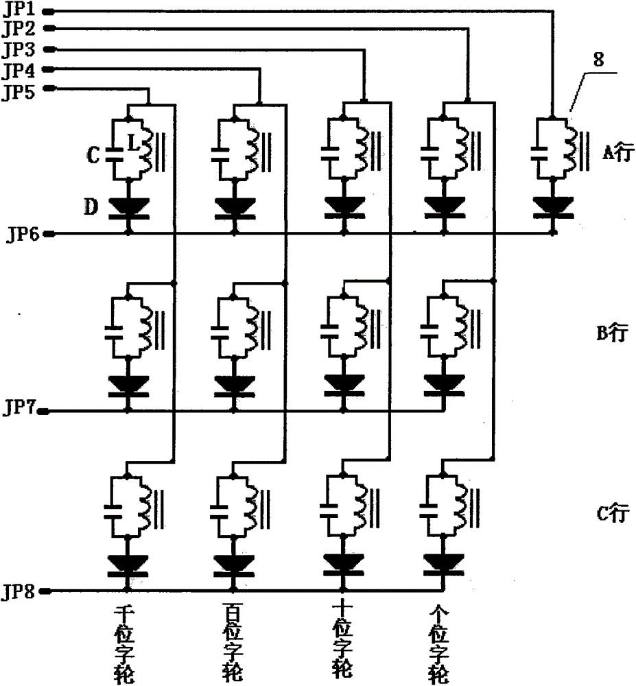 Electromagnetic induction linear reading device for mechanical counter