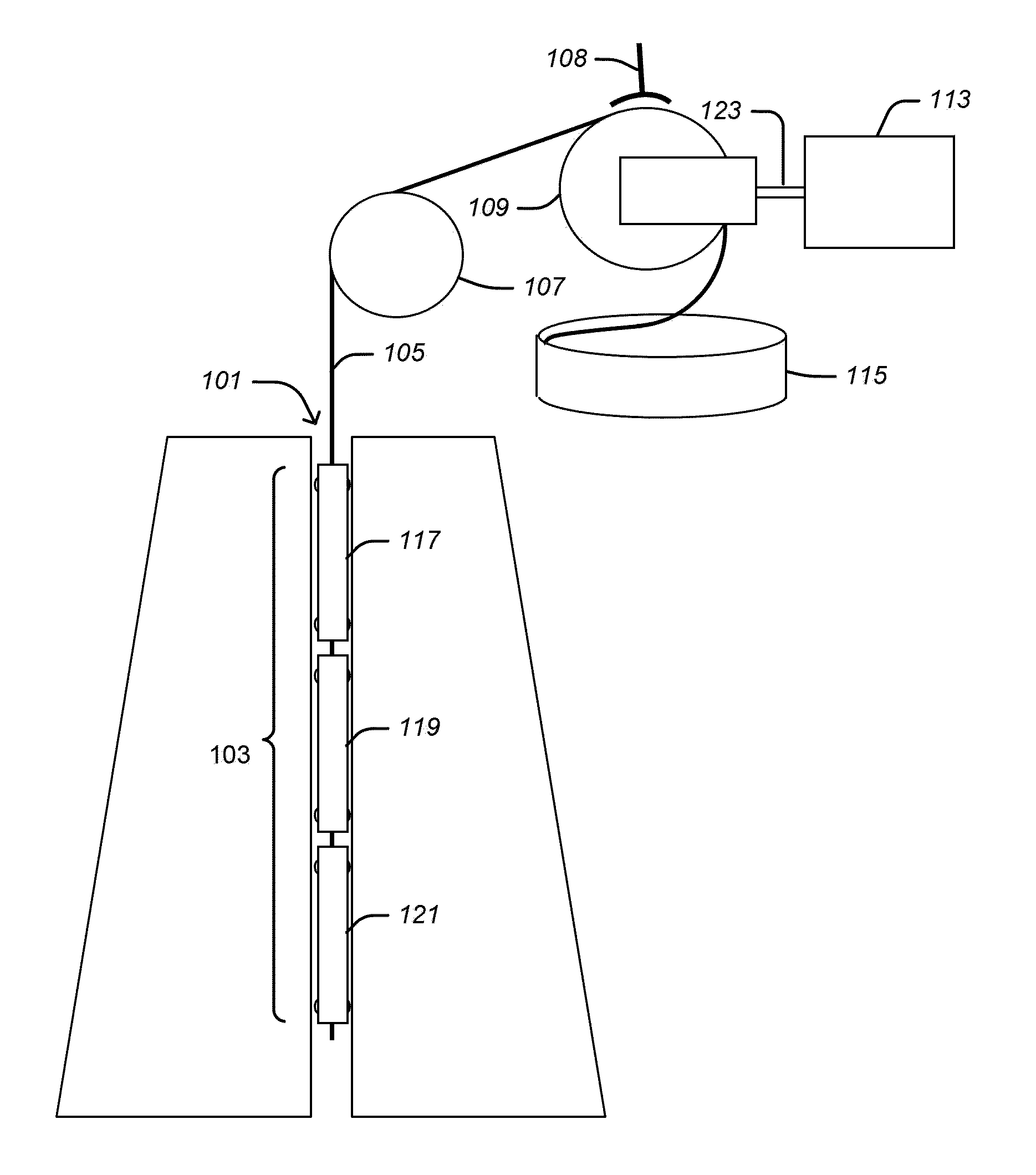 Multi-segment weight in wellbore energy storage and retrieval