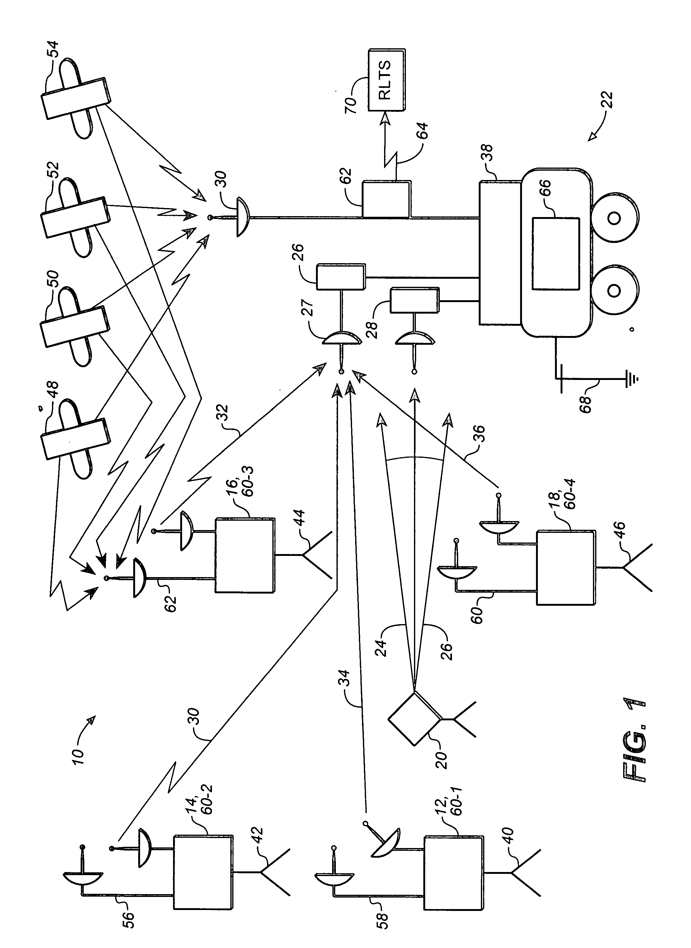 Position determination system using radio and laser in combination