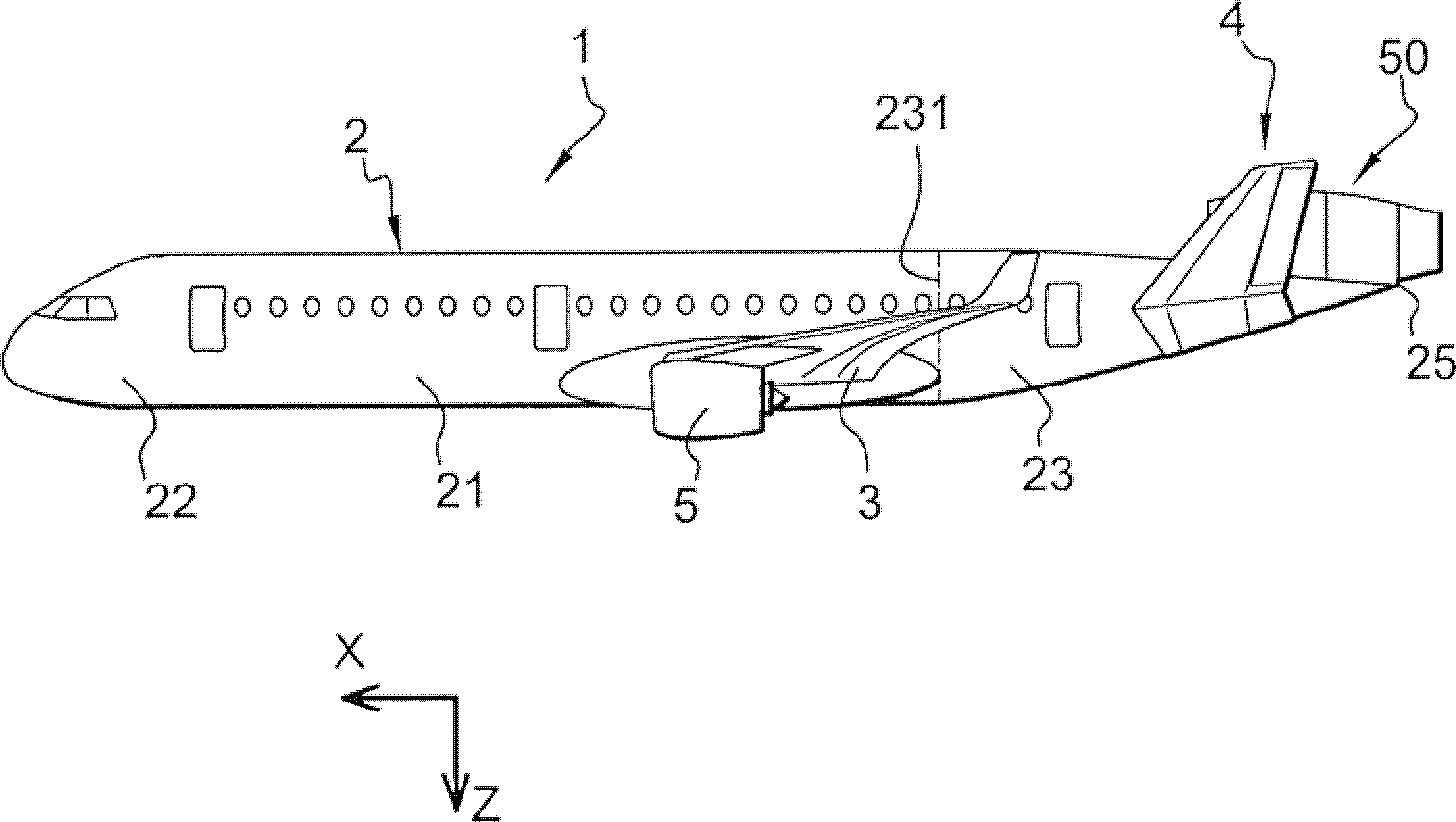 Airplane with tailcoat tail assembly and rear engine