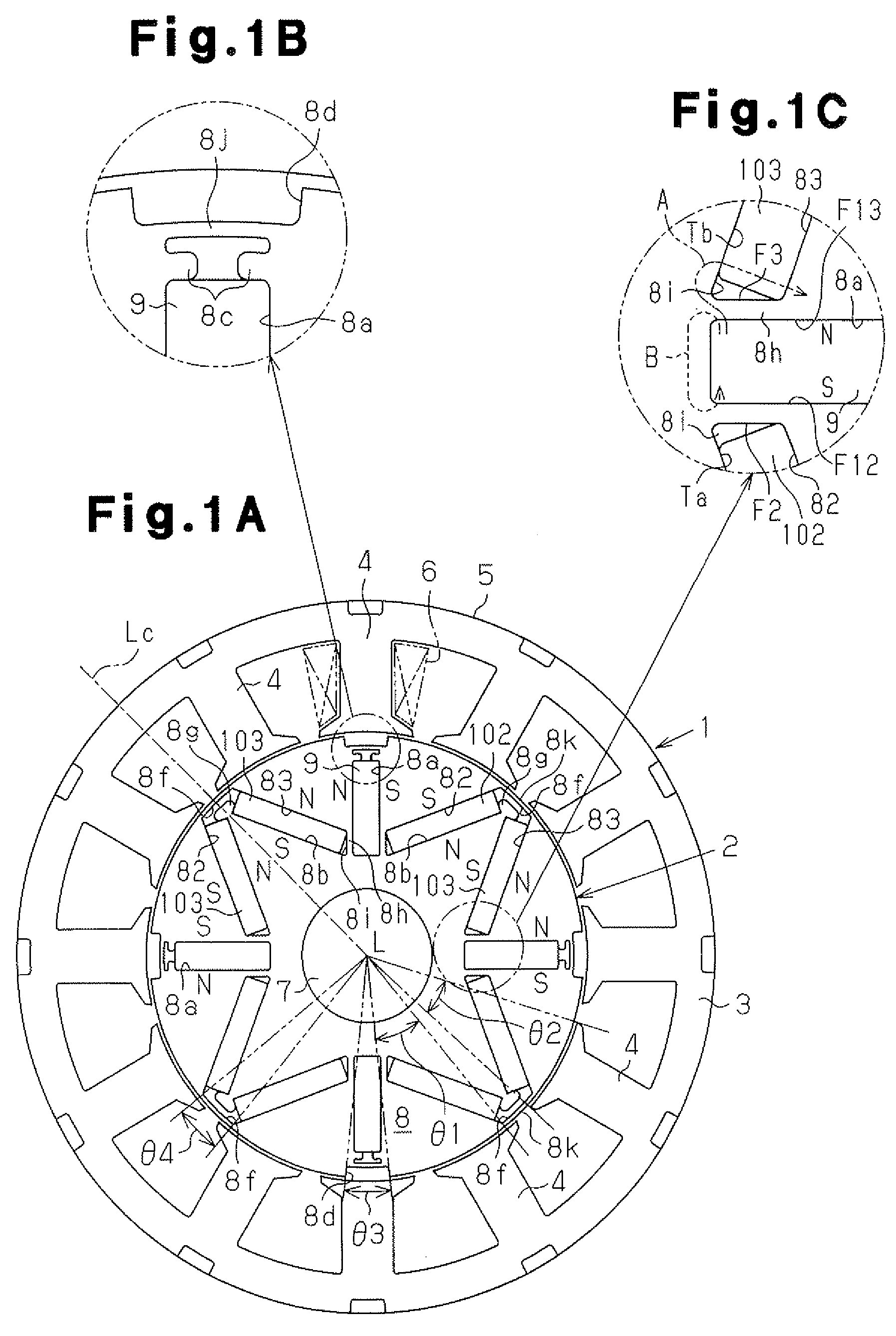 Embedded magnet type motor