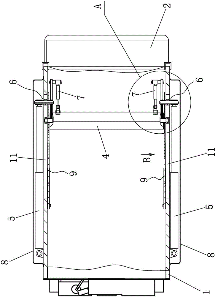 Waste compaction device and back-loaded compaction type waste truck