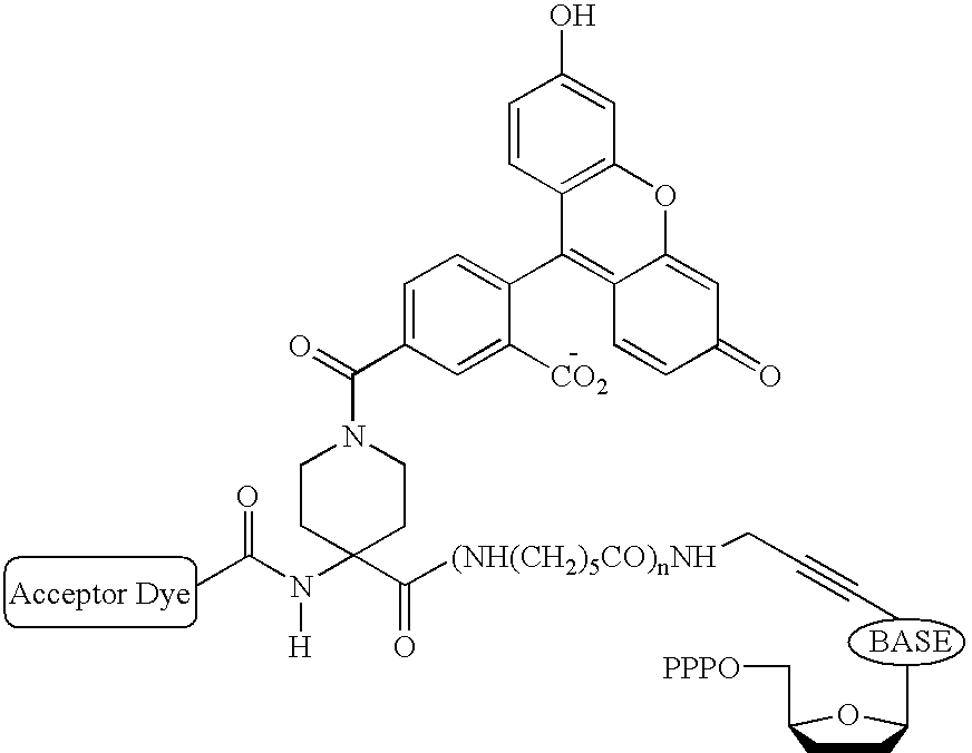 Heterocyclic FRETdye cassettes for labeling biological molecules and their use in DNA sequencing