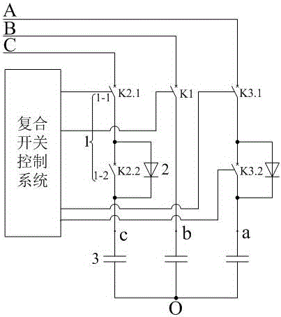 Novel compound switch for high-voltage capacitor switching and working method of novel compound switch