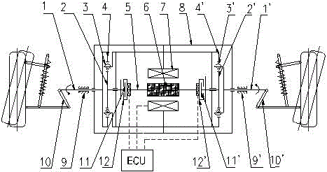 Switching-type active transverse stable rod device and control method thereof