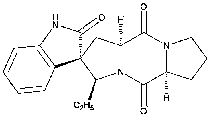 Spiro indole diketopiperazine alkaloid, and synthesis method and application of spiro indole diketopiperazine alkaloid