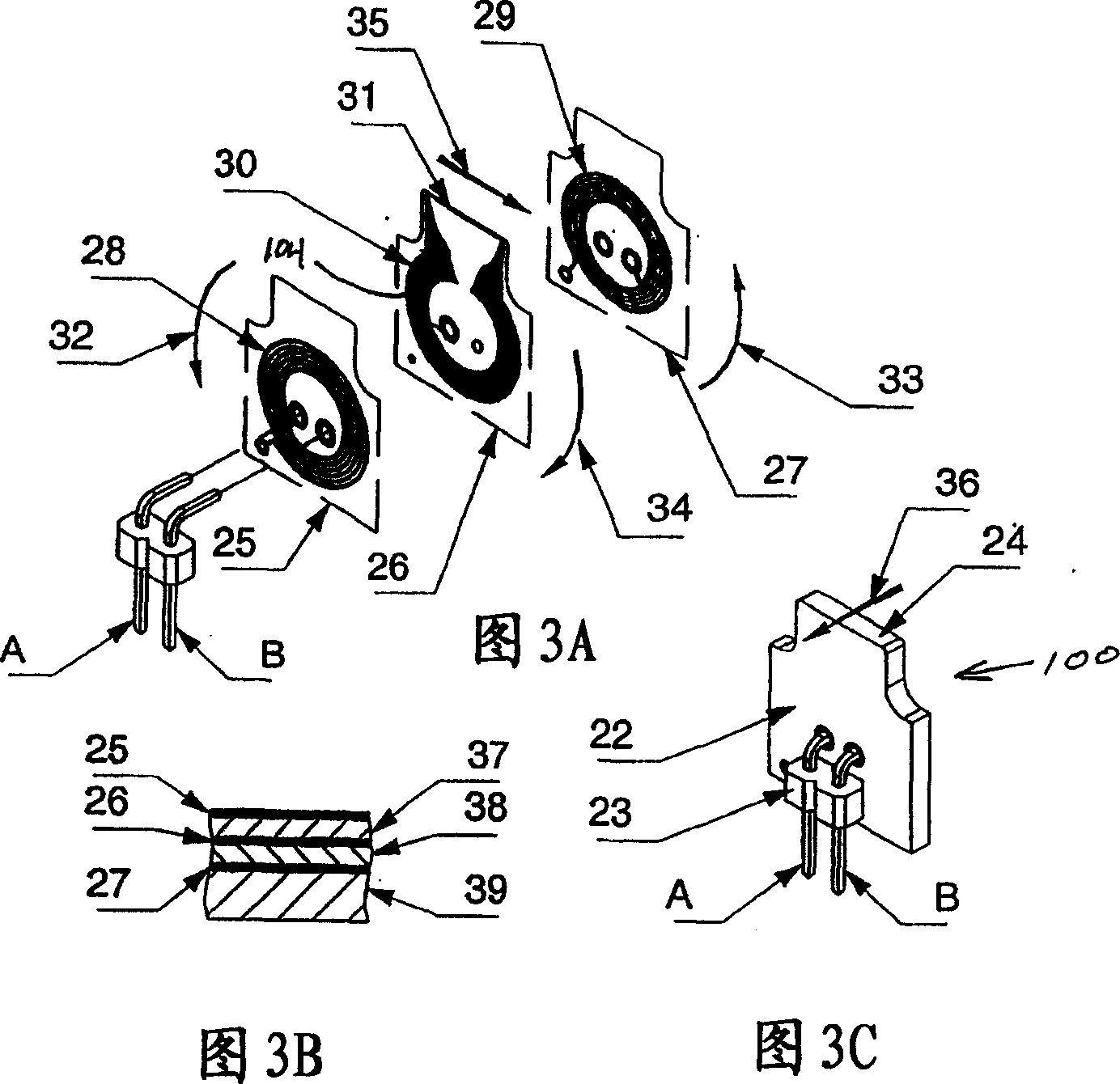 Induction sensor using printed circuit