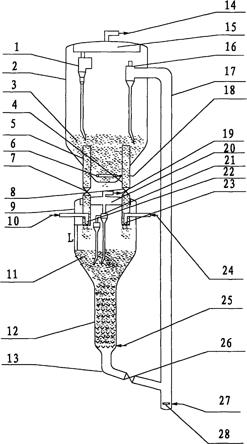 A catalytic cracking process and device for reducing gasoline olefins