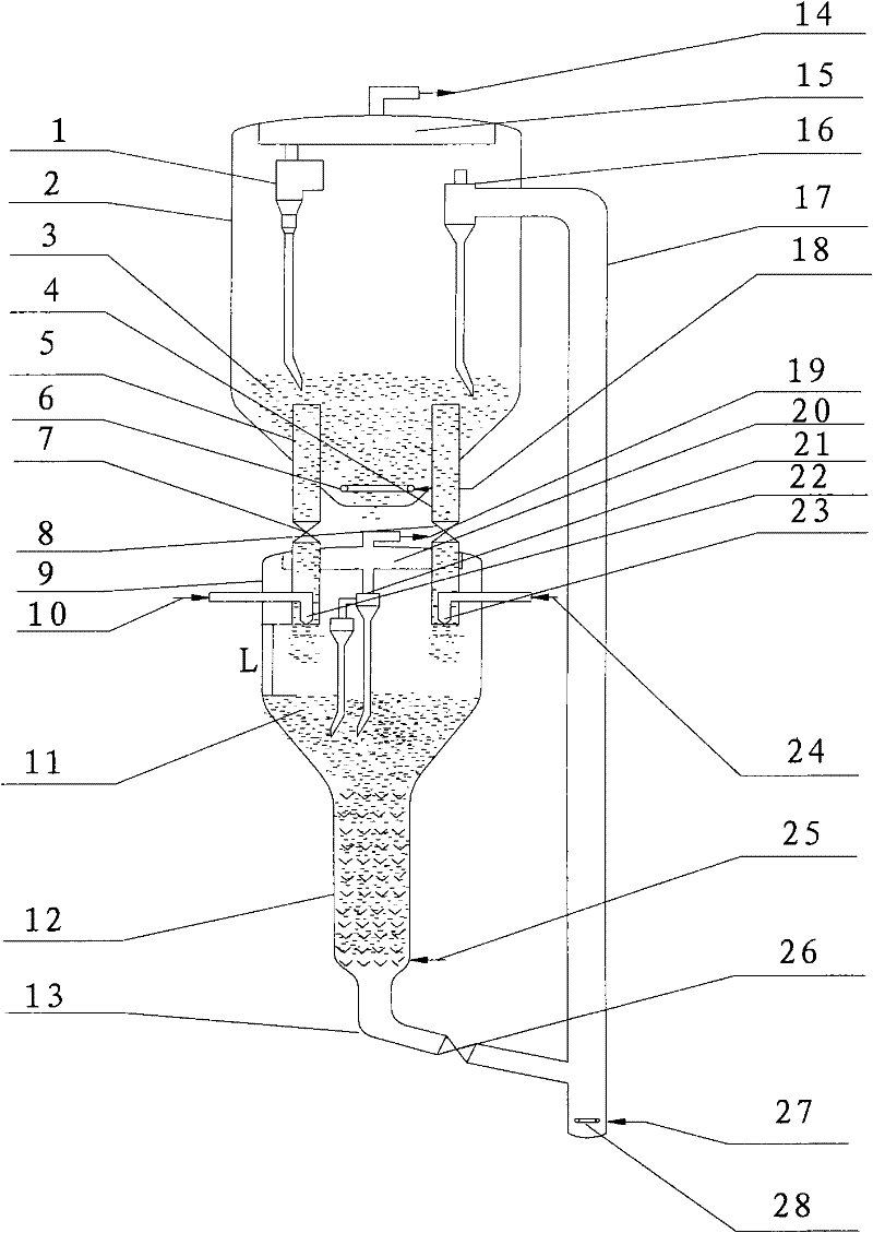 A catalytic cracking process and device for reducing gasoline olefins