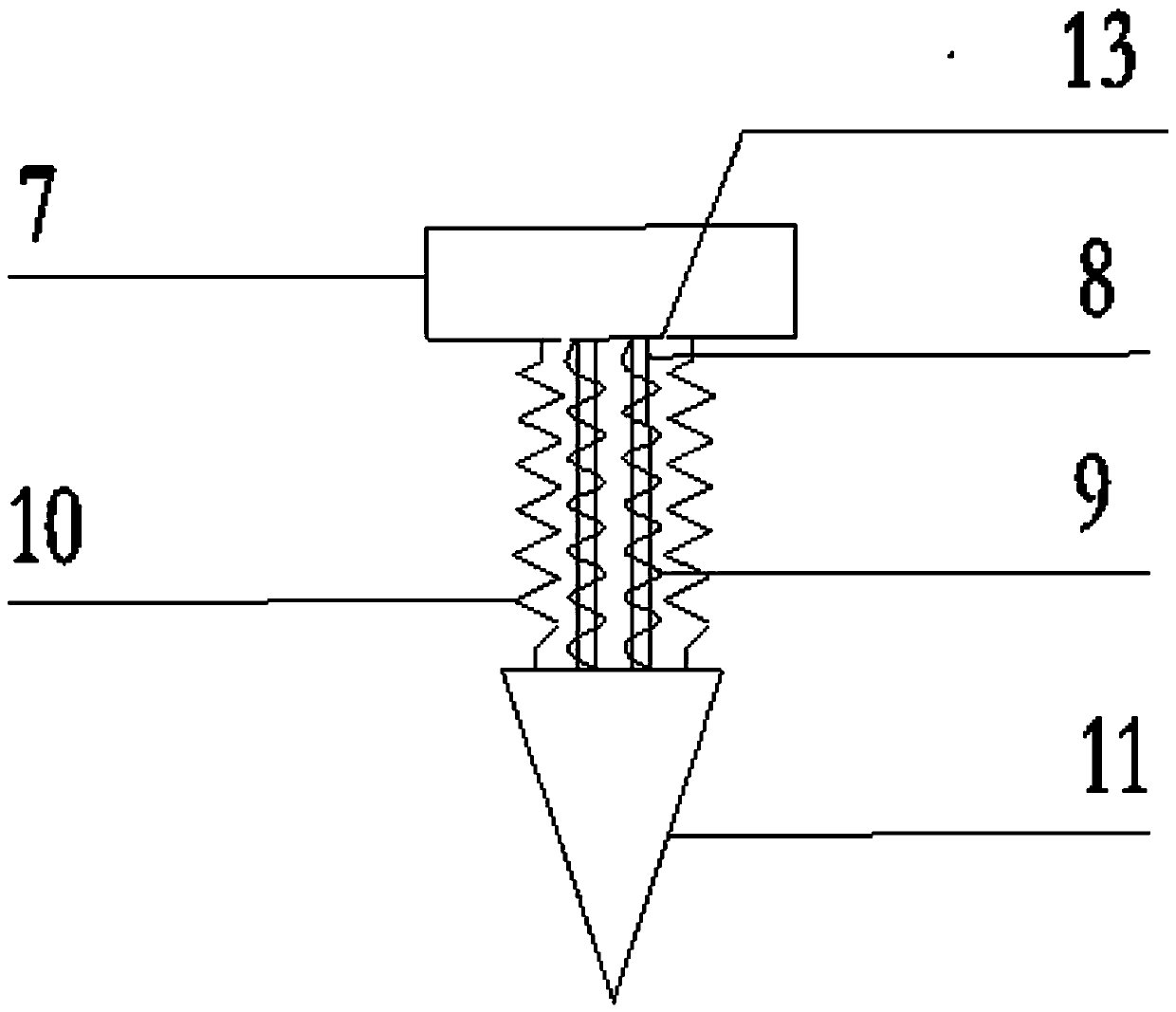 Rock breaking device for auxiliary impacting through high-frequency electric pulses and construction technology of rock breaking device