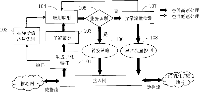 Method and device for identifying traffic of access network