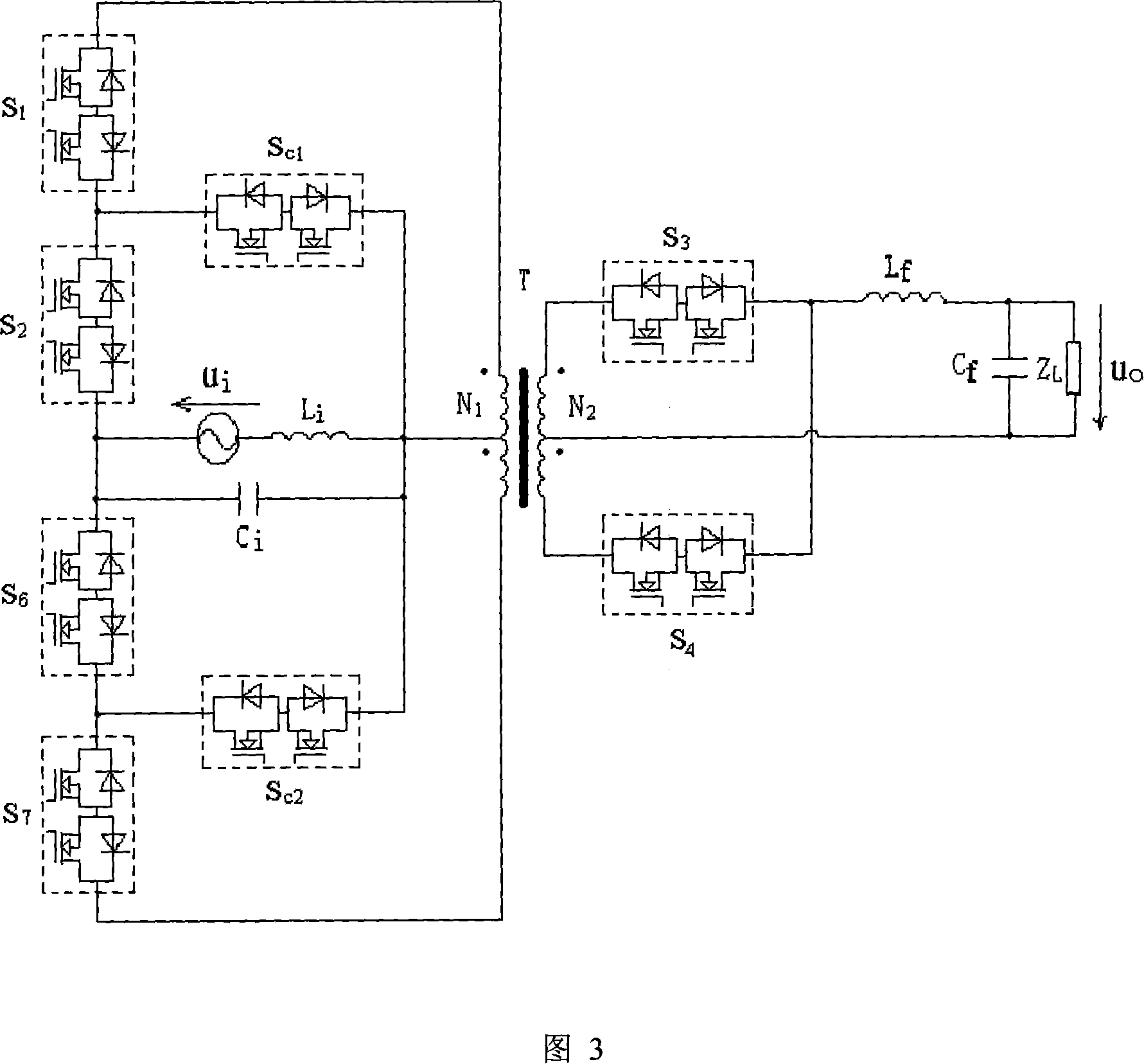 AC-AC three level AC-AC converter based on positive converter