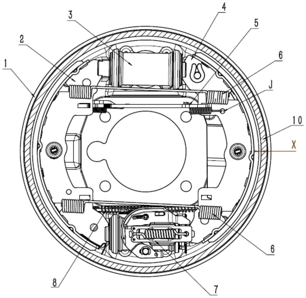 Double-cylinder two-way double-leading-shoe drum type self-adjusting brake with parking function