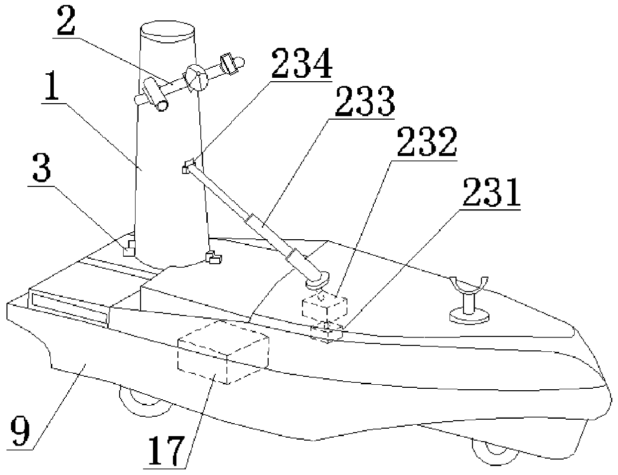 A mast device suitable for amphibious unmanned ships