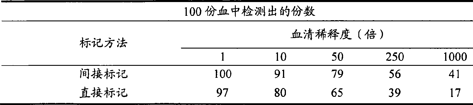 Sandwich method for detecting double antigen by antibody indirectly marked with nanometer granule and kit thereof