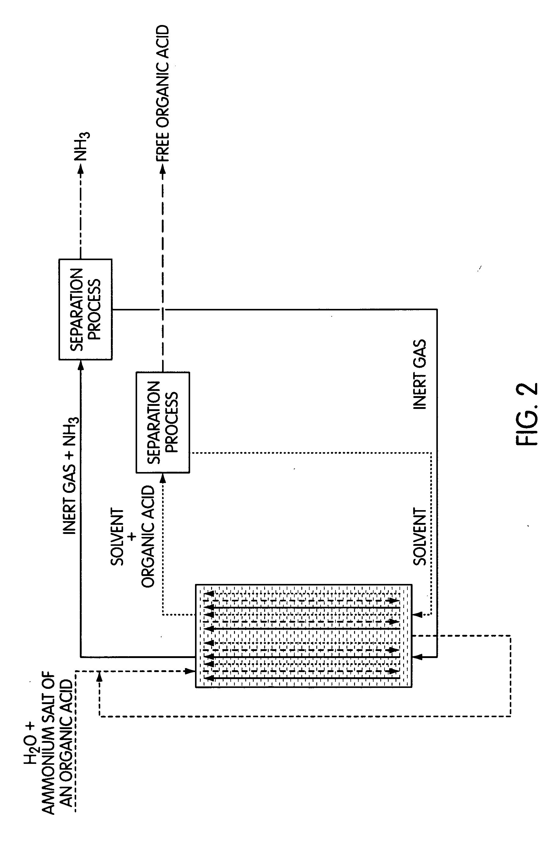 Reactive Extraction of Free Organic Acids from the Ammonium Salts Thereof