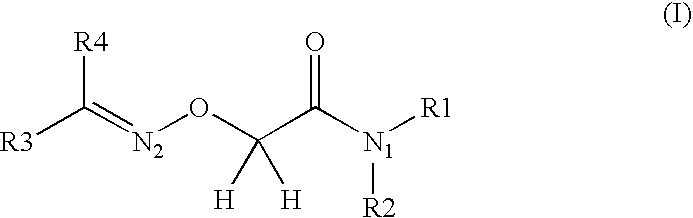 Care/makeup compositions comprising a 2-alkylideneaminooxyacetamide compound for stimulating the growth of the hair or eyelashes and/or slowing loss thereof