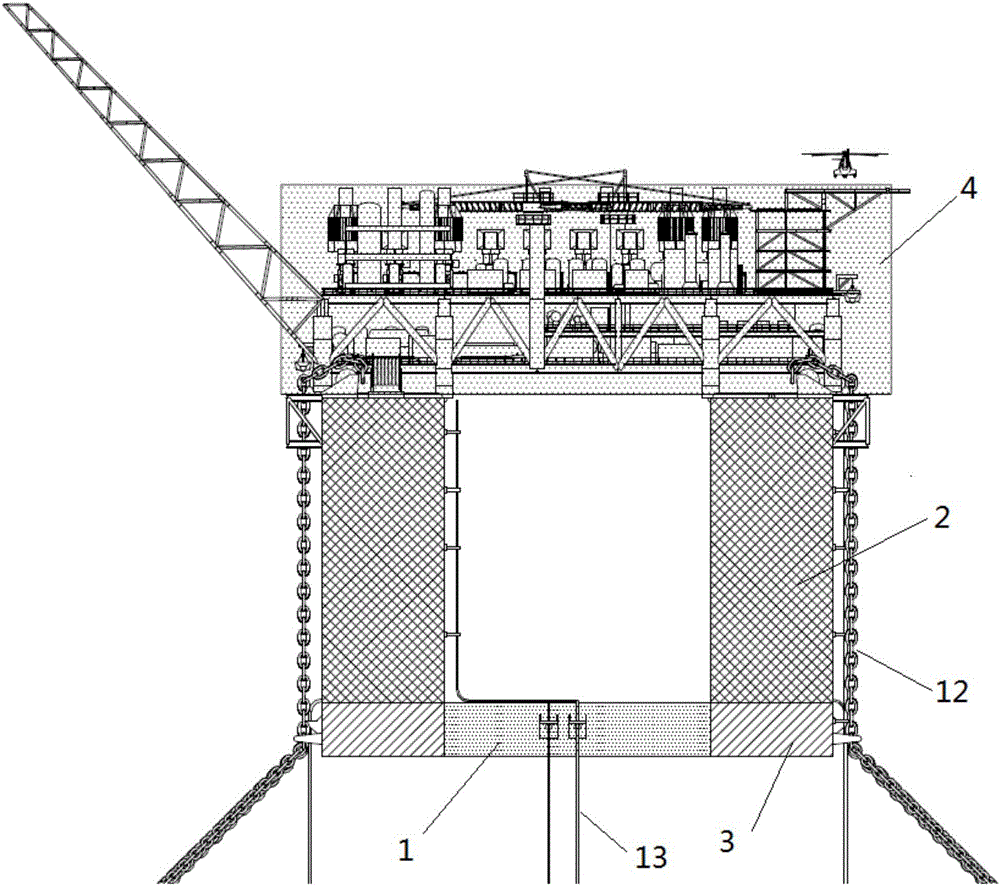 Deep-draught semi-submersible production platform with oil storage function