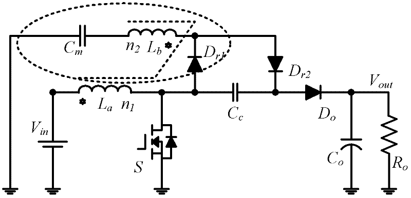 Single switching tube high-grain converter based on coupling inductance voltage-multiplying unit