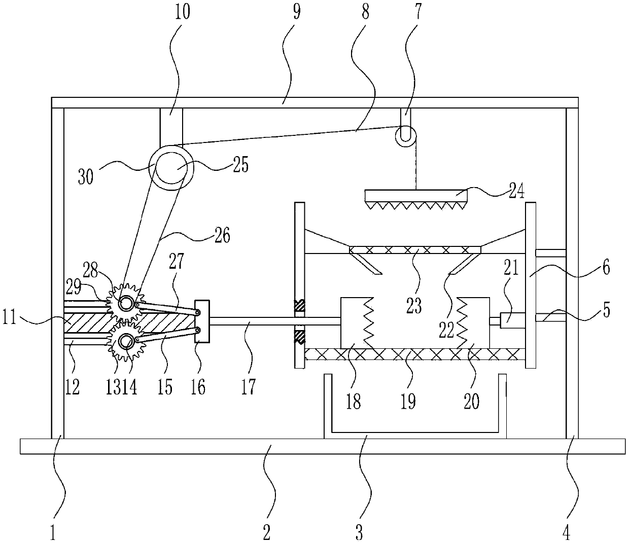 Gear type multi-stage crushing device for soy product as well as manufacturing method and application method of gear type multi-stage crushing device