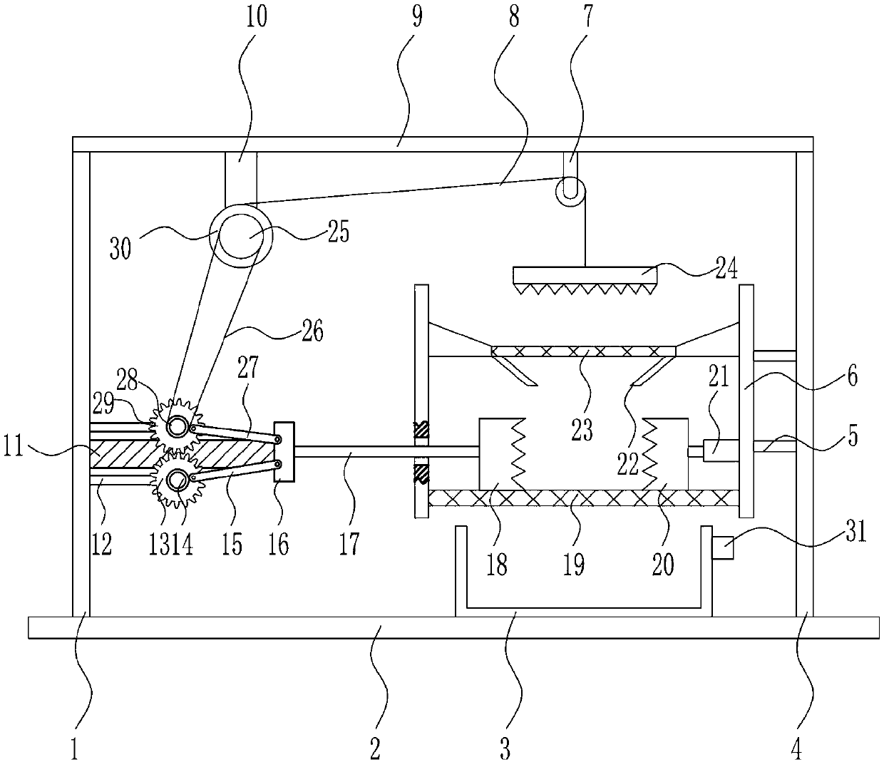 Gear type multi-stage crushing device for soy product as well as manufacturing method and application method of gear type multi-stage crushing device