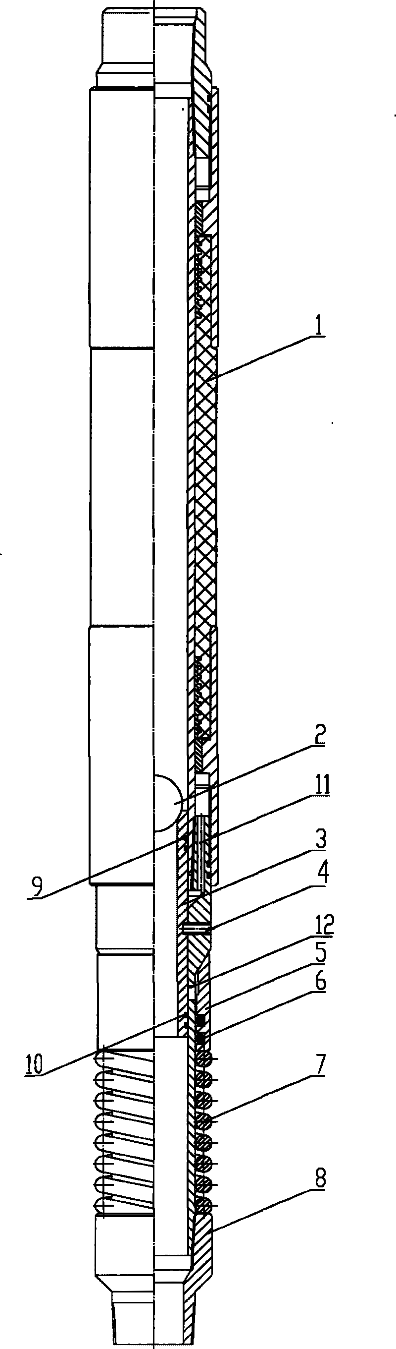 Up-running-proof pipe string sealing check device