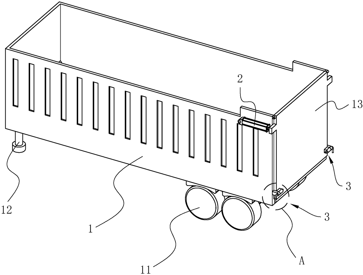 Flat push type self-dumping semi-trailer