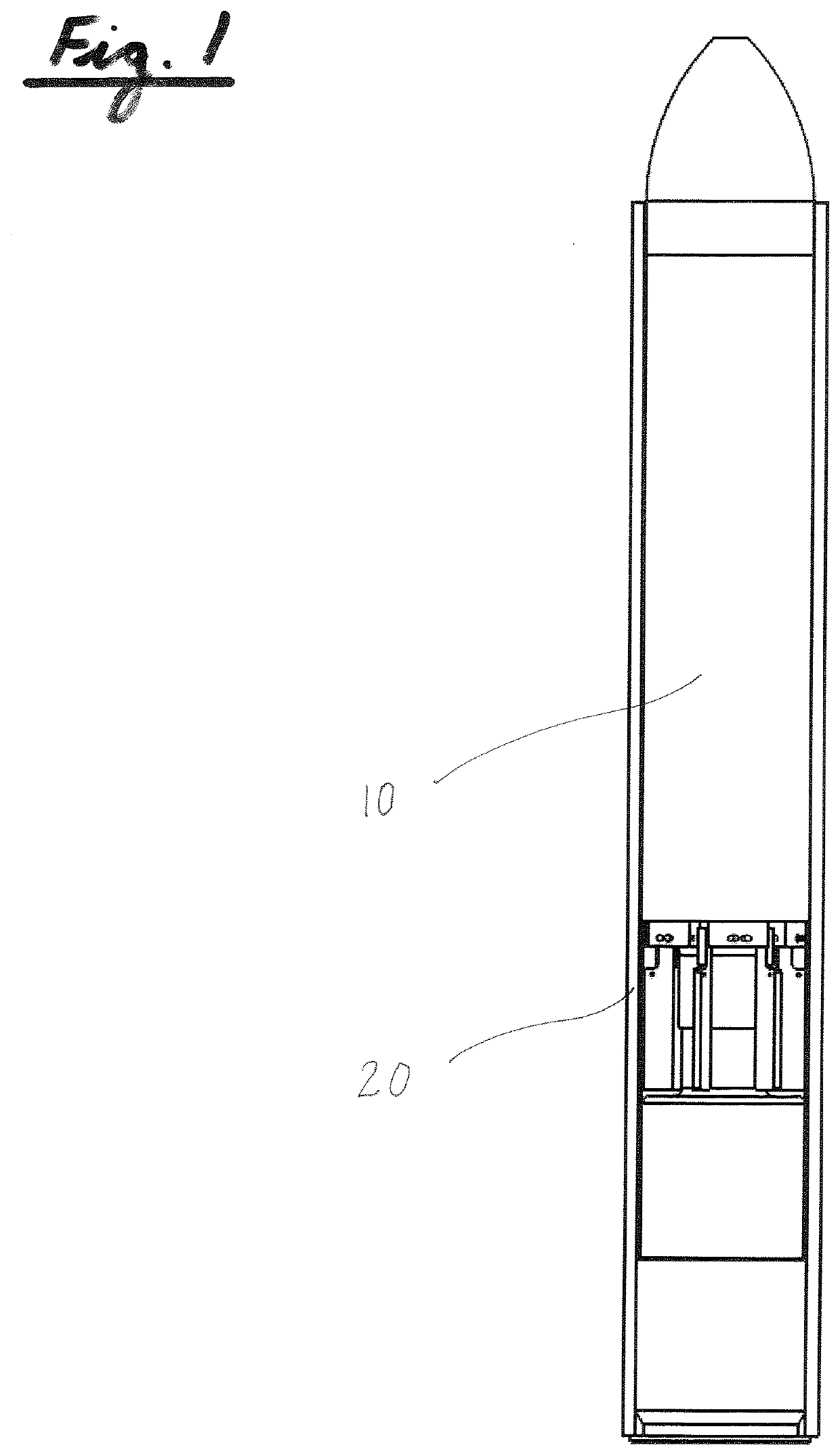 Rocket armament launchable from a tubular launcher with an outside launcher non-ignition securing and motor separation during flight