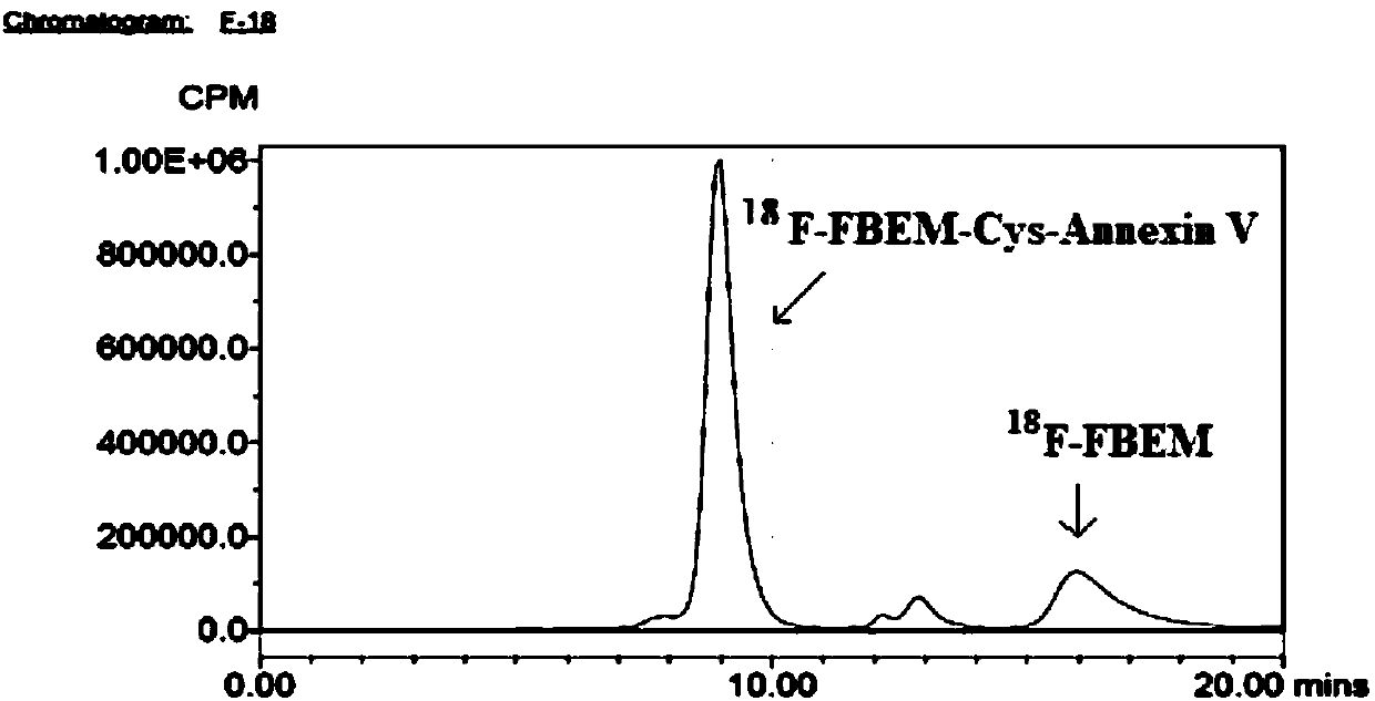 Method for labeling Cys-Annexin V with &lt;18&gt;F and application of &lt;18&gt;F-FBEM-Cys-Annexin V