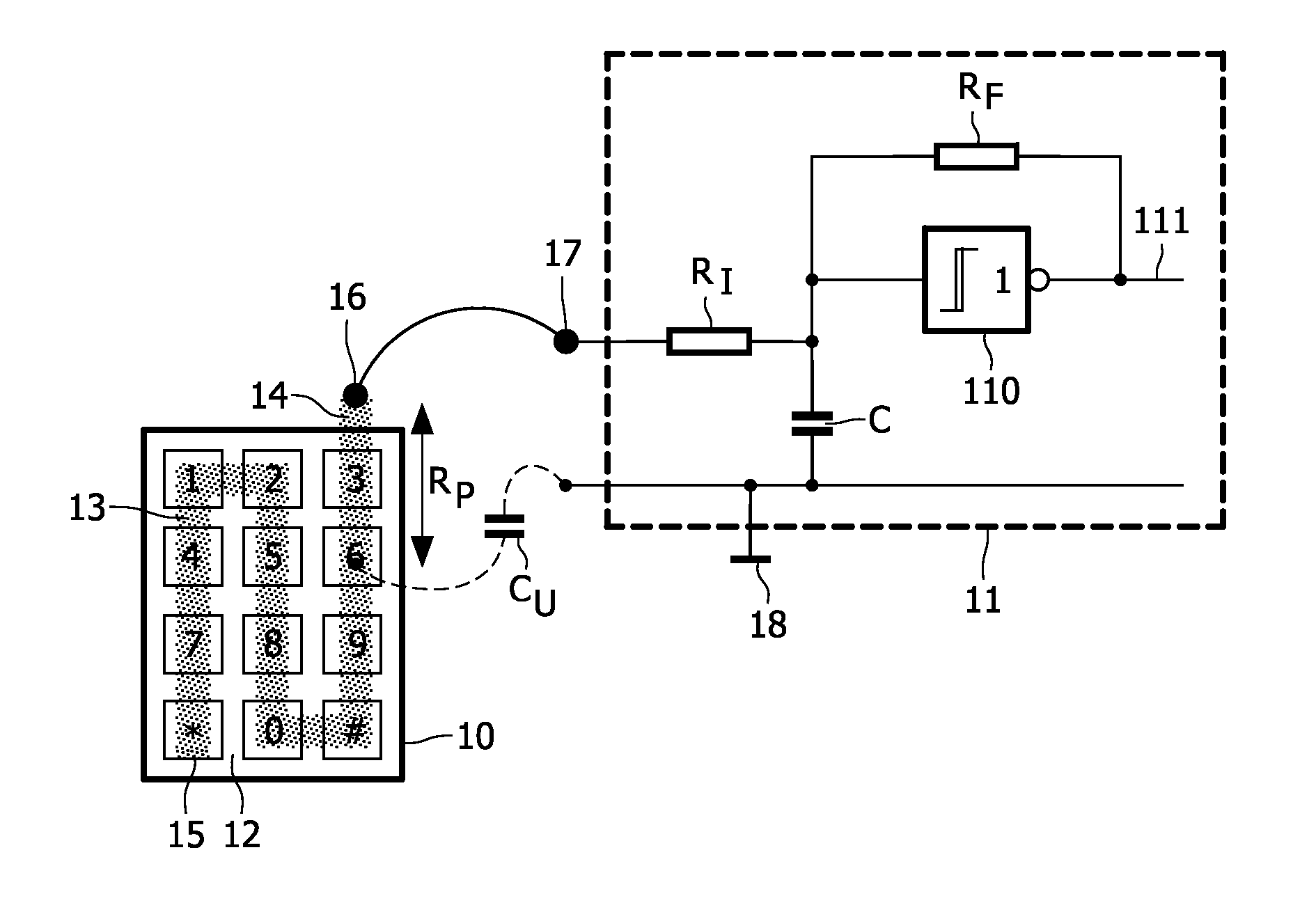 Non-linear resistive touch sensor