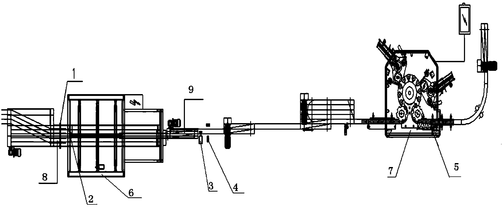 Automatic bottle stop control device for full-automatic bottling line