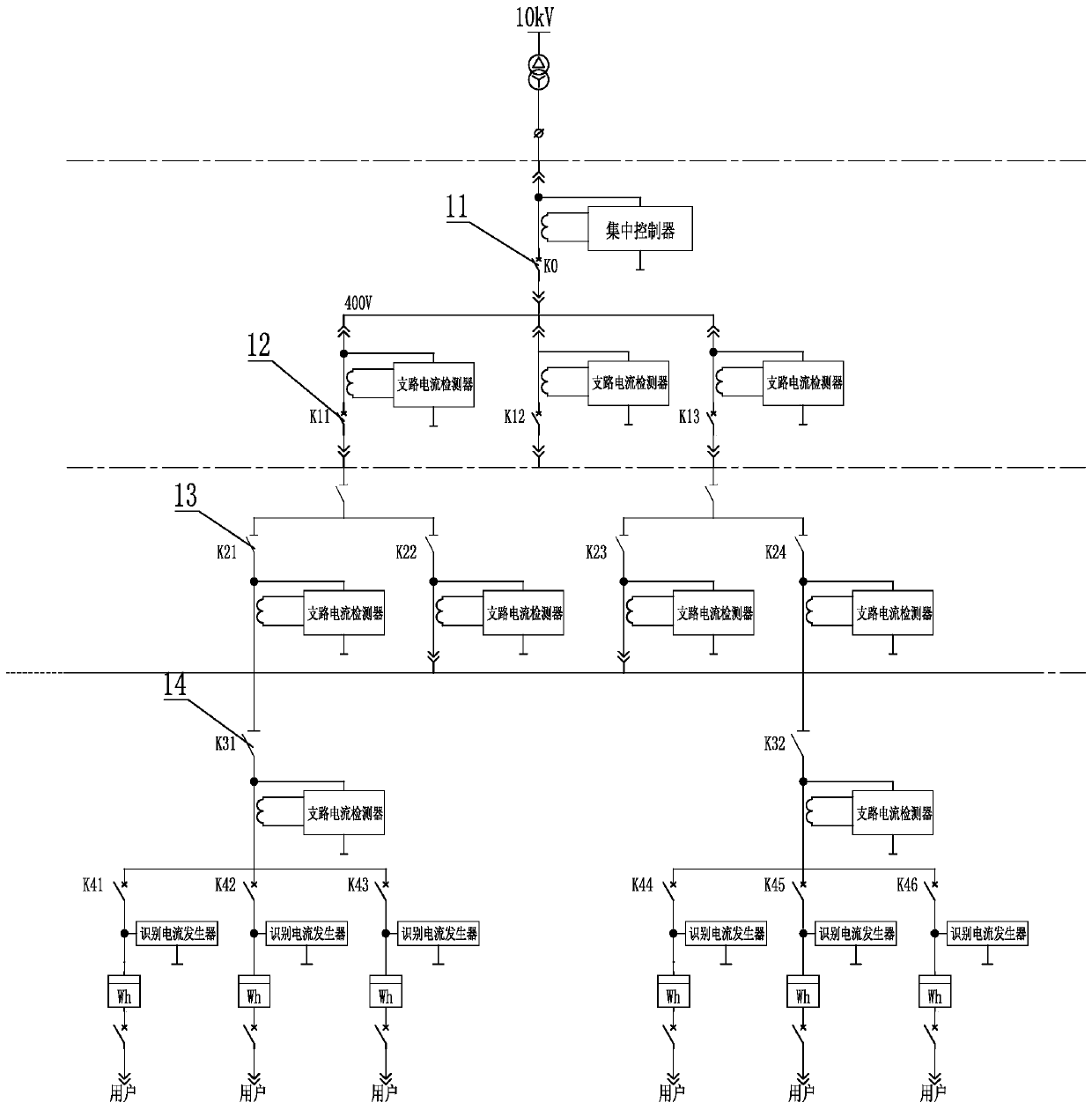 Low-voltage power distribution network topological relation online identification and monitoring method