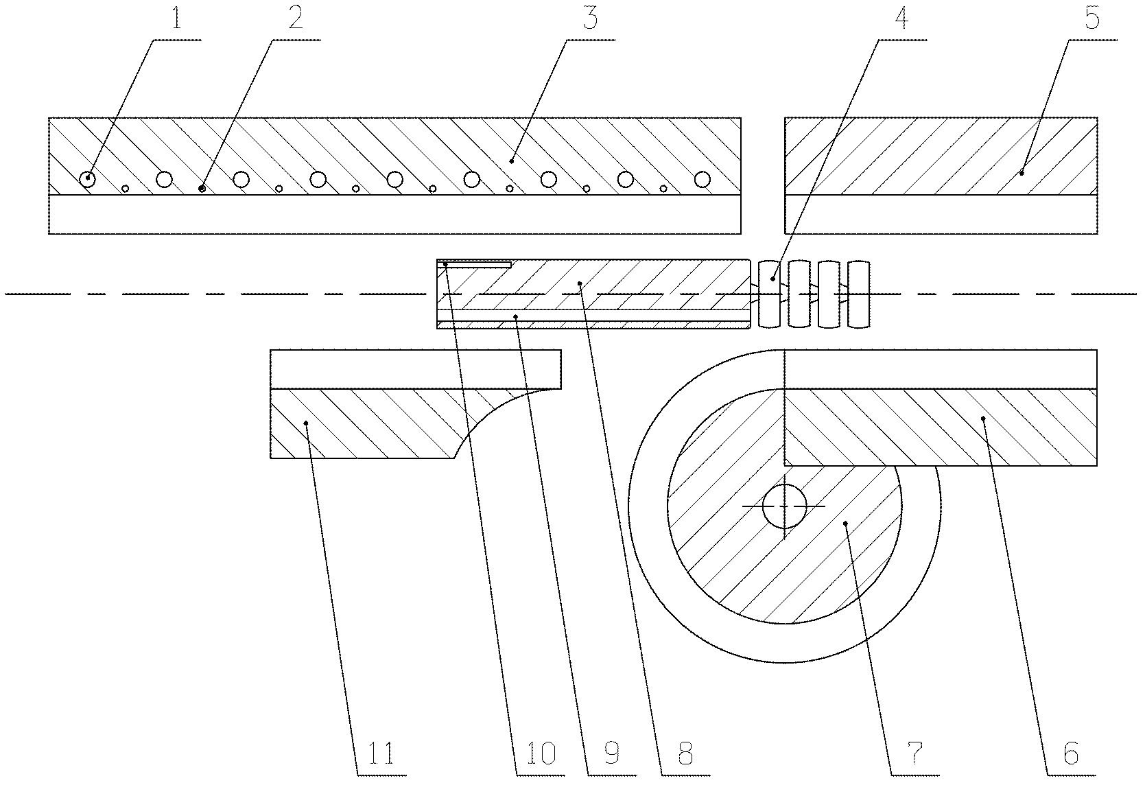 Numerical-control heating bending die and forming method for large-diameter thin-wall pure titanium tube