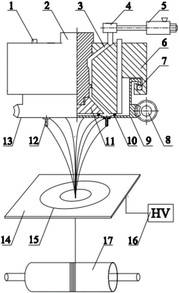 Melt electrospinning nanometer twisted yarn preparing device and method achieving multi-needle rotary twisting