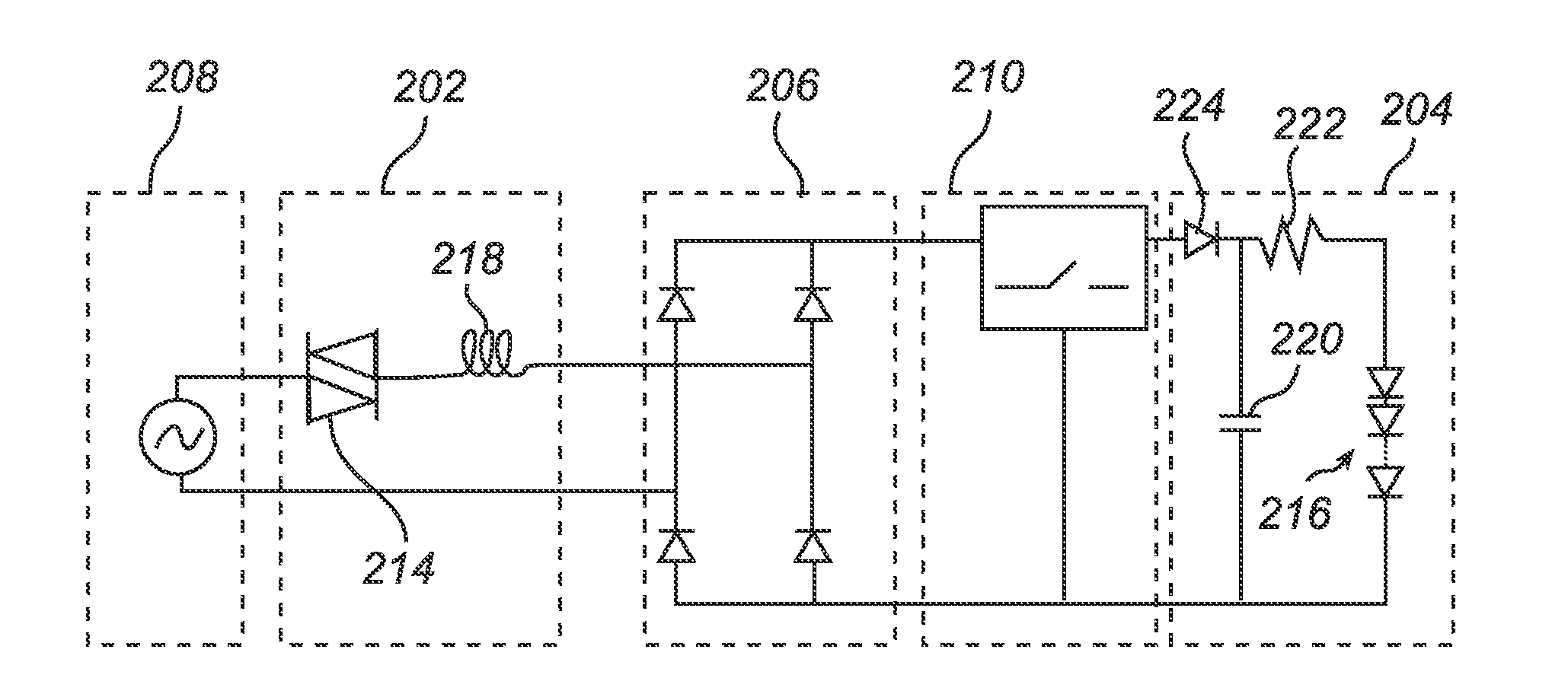 Power interface with LEDs for a TRIAC dimmer