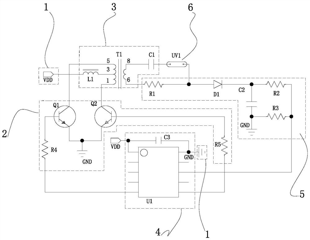 Driving device of UV lamp tube and driving method thereof