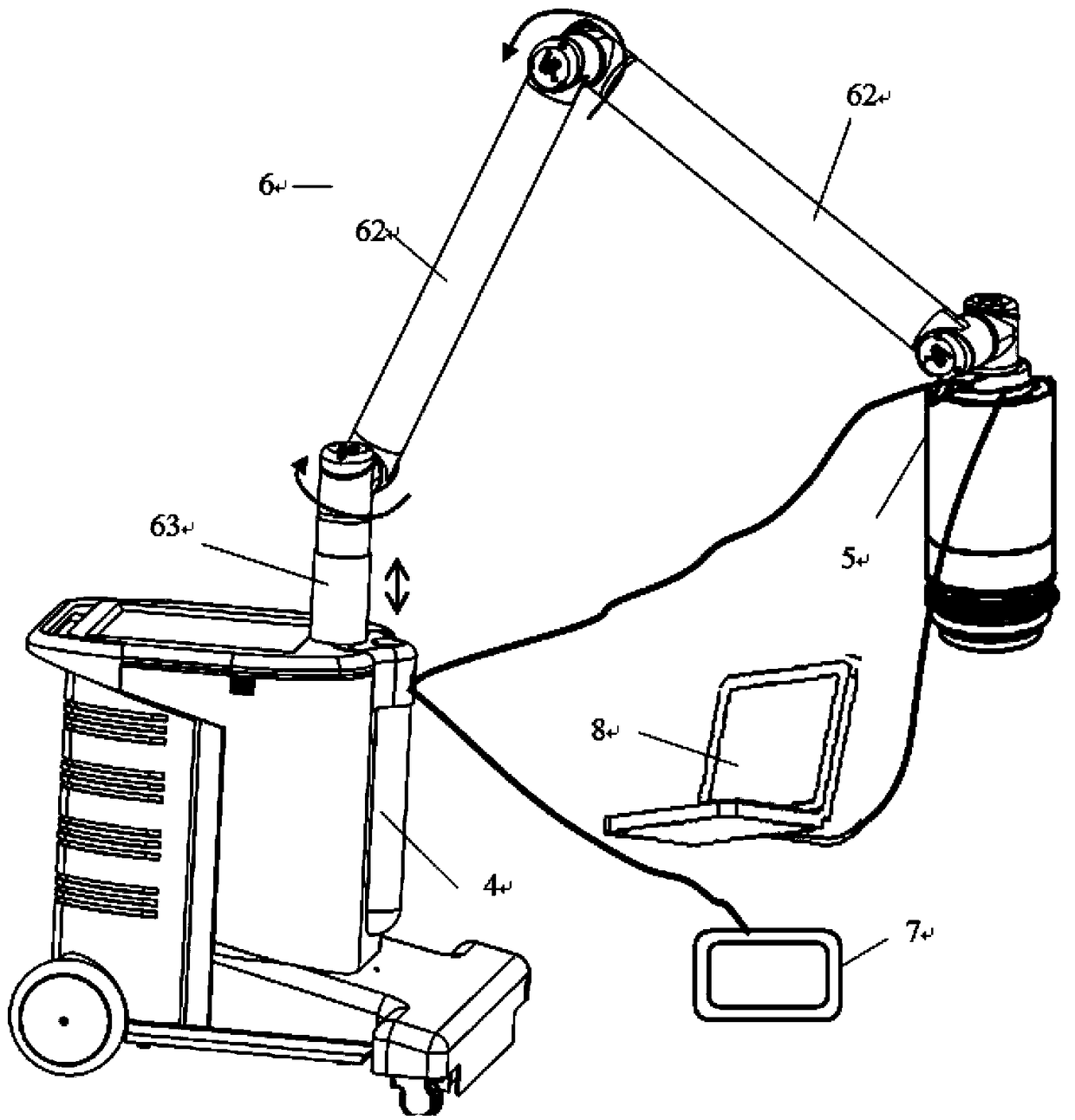 An extracorporeal heart shock wave therapy machine