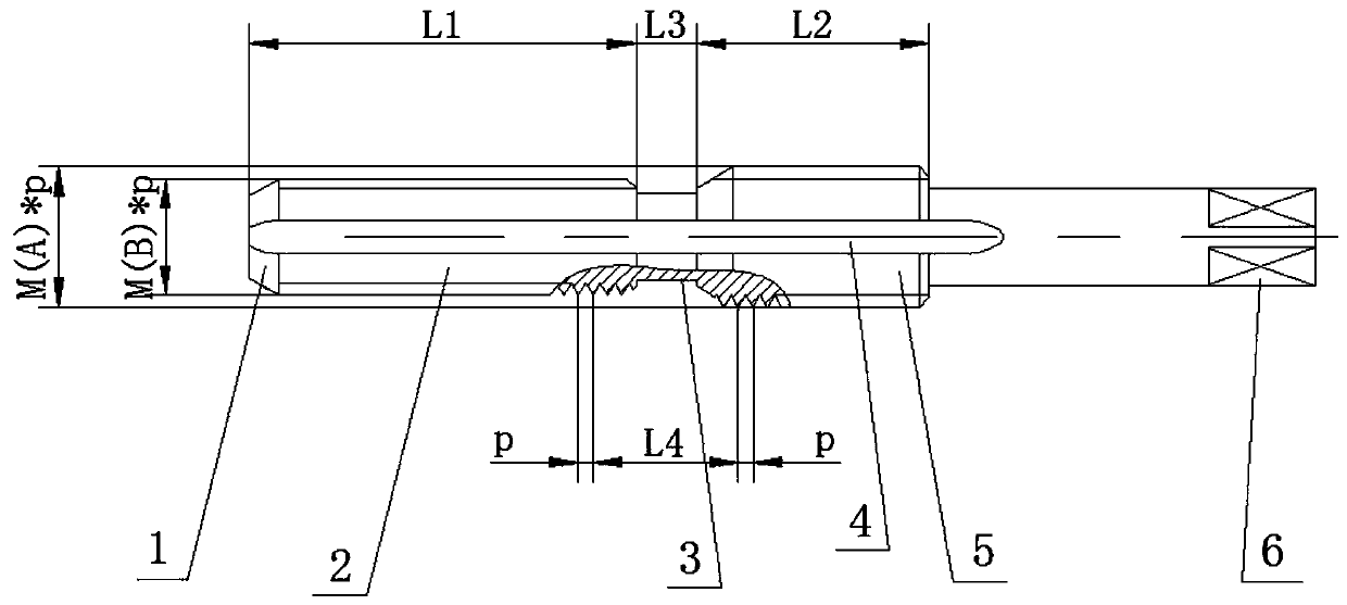 Holder assembly double threaded hole machining method and double-order single-screw tap used for same