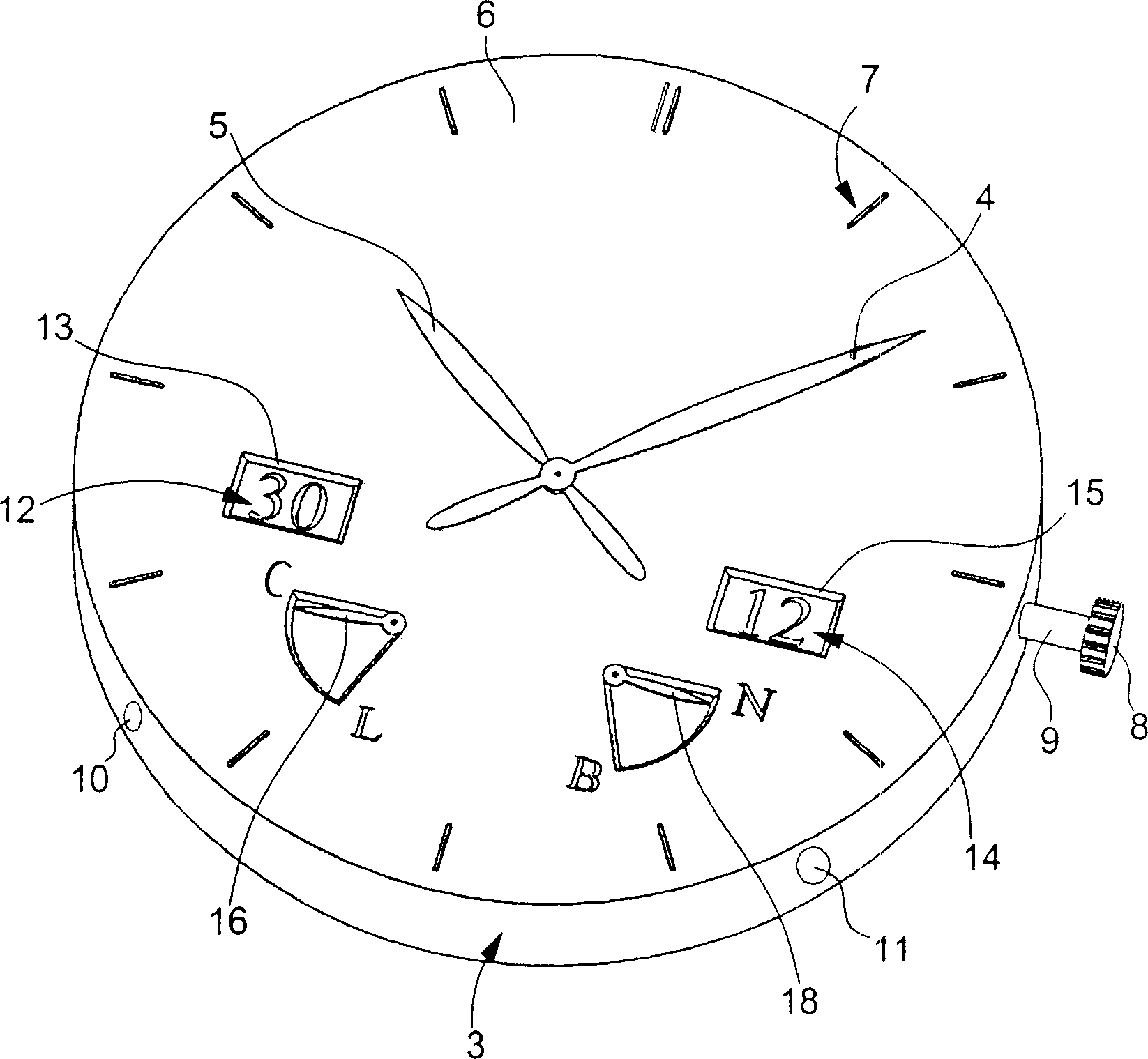 Timepiece with calendar display