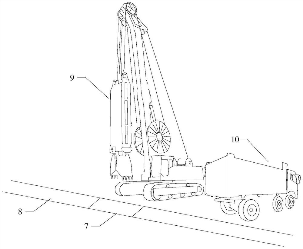 Method and device for preparing in-situ sand and gravel seepage-proofing material and constructing water interception curtain